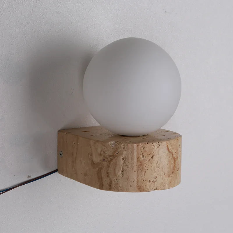 Travertine Stone Wall Sconce | Modern Japanese-Inspired LED Lighting Fixture
