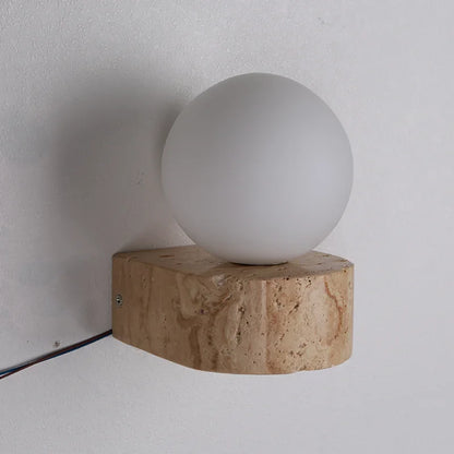 Travertine Stone Wall Sconce | Modern Japanese-Inspired LED Lighting Fixture
