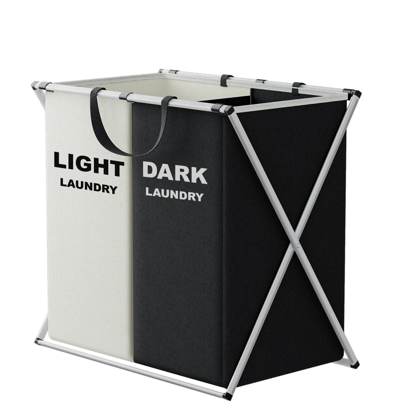 TriSort Foldable Laundry Hamper with Multiple Compartments for Sorting Clothes