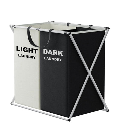 TriSort Foldable Laundry Hamper with Multiple Compartments for Sorting Clothes
