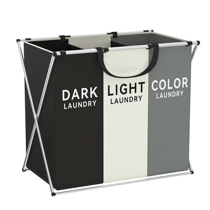 TriSort Foldable Laundry Hamper with Multiple Compartments for Sorting Clothes