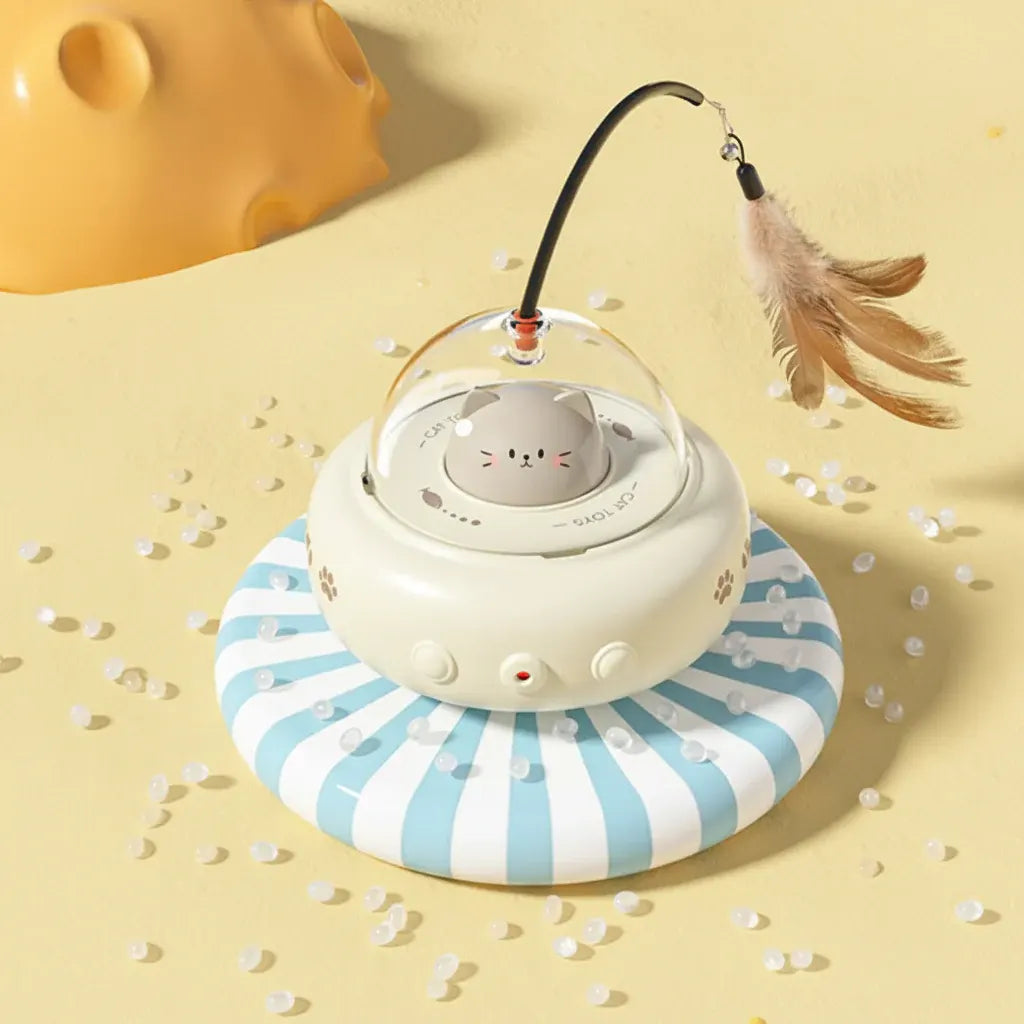 UFO Cat Toy: Automatic Laser Chase with Interactive Feather Teaser