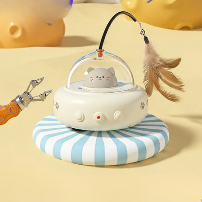 UFO Cat Toy: Automatic Laser Chase with Interactive Feather Teaser