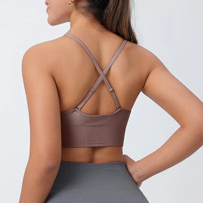 V-Neck Padded Sports Bra for Women - Pickleball Workout Top