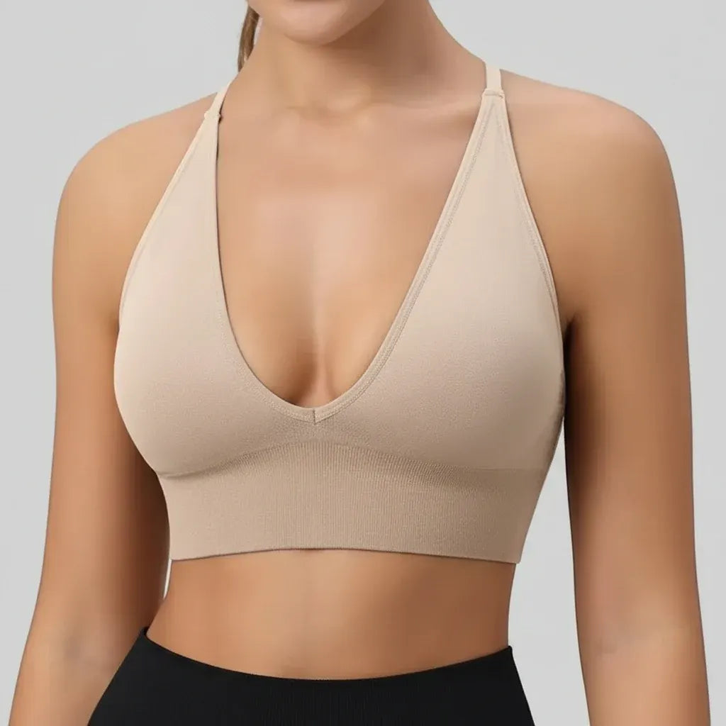 V-Neck Padded Sports Bra for Women - Pickleball Workout Top
