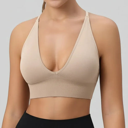 V-Neck Padded Sports Bra for Women - Pickleball Workout Top