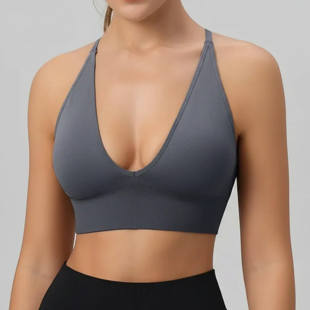 V-Neck Padded Sports Bra for Women - Pickleball Workout Top