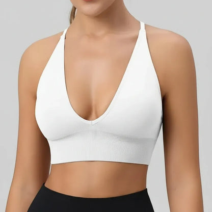 V-Neck Padded Sports Bra for Women - Pickleball Workout Top