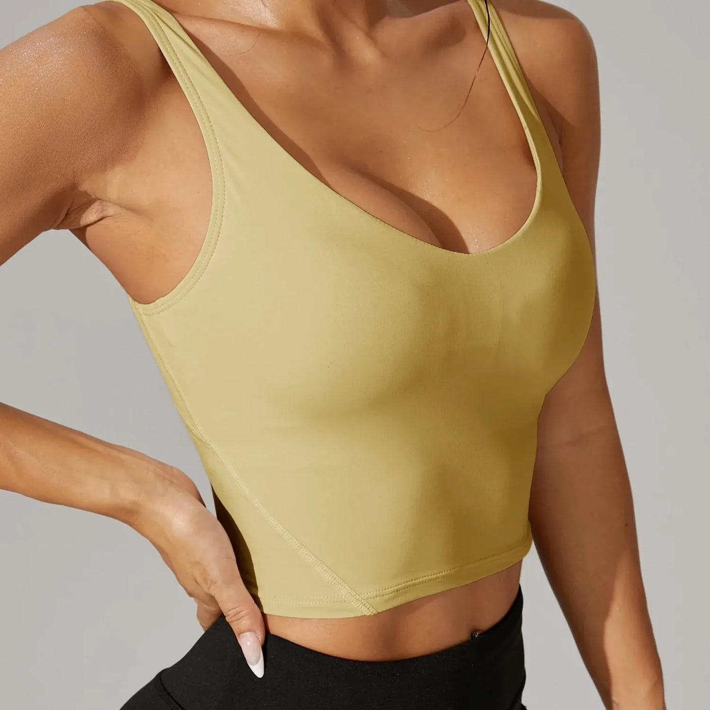 V-Neck Sleeveless Athletic Crop Top - Stretch Fabric for Pickleball