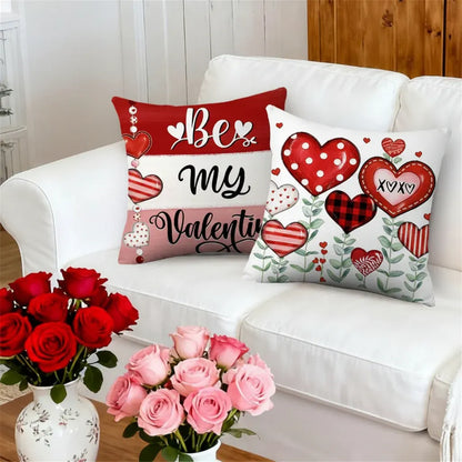Valentine's Heart Print Polyester Cushion Cover Set