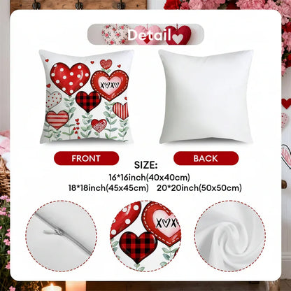 Valentine's Heart Print Polyester Cushion Cover Set