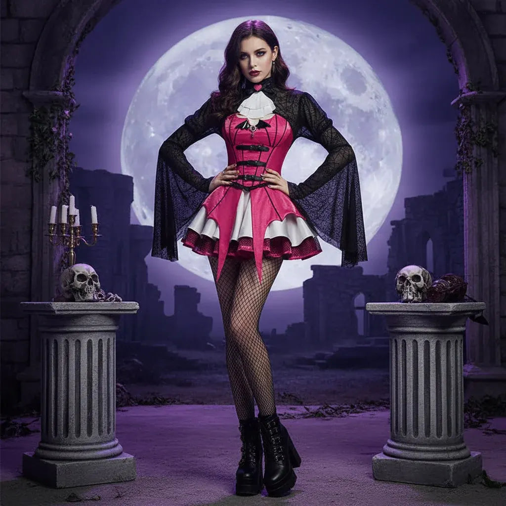 Vampire Long Sleeve Dress Halloween Costume Outfit
