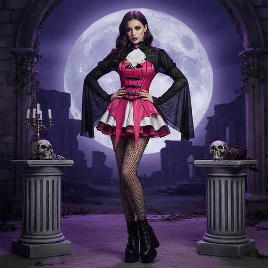 Vampire Long Sleeve Dress Halloween Costume Outfit