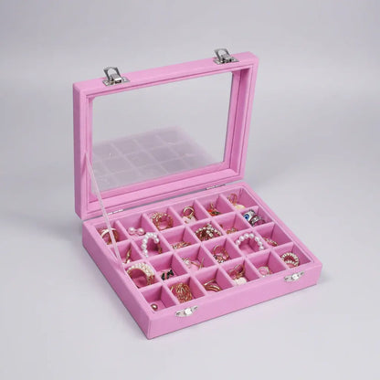 Velvet Jewelry Storage Box with Glass Lid – Mother's Day Organizer Tray