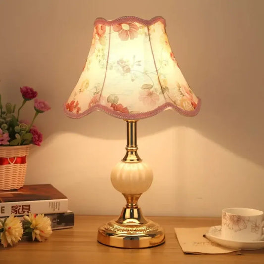 Vintage Scandinavian Table Lamp with Elegant Floral Pattern Design