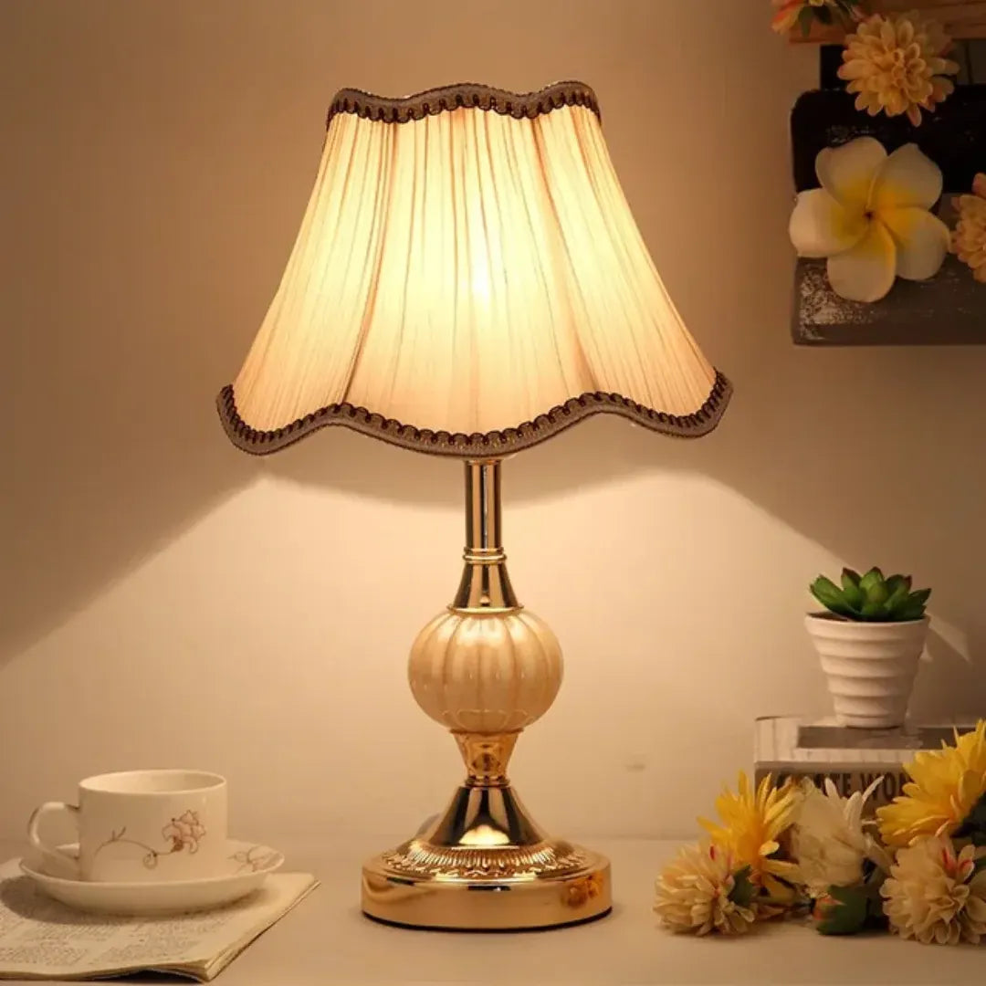 Vintage Scandinavian Table Lamp with Elegant Floral Pattern Design