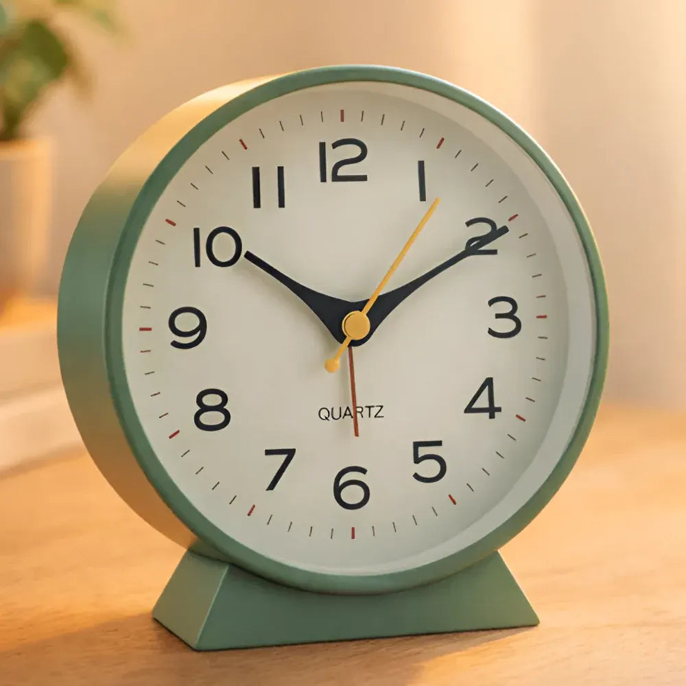 Vintage Silent Quartz Desk Clock with Alarm