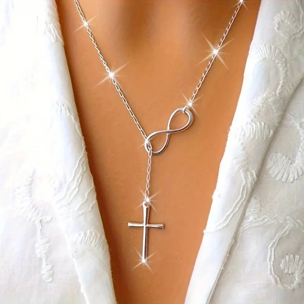 Vintage Silver Cross Pendant Necklace - Mother's Day Gift