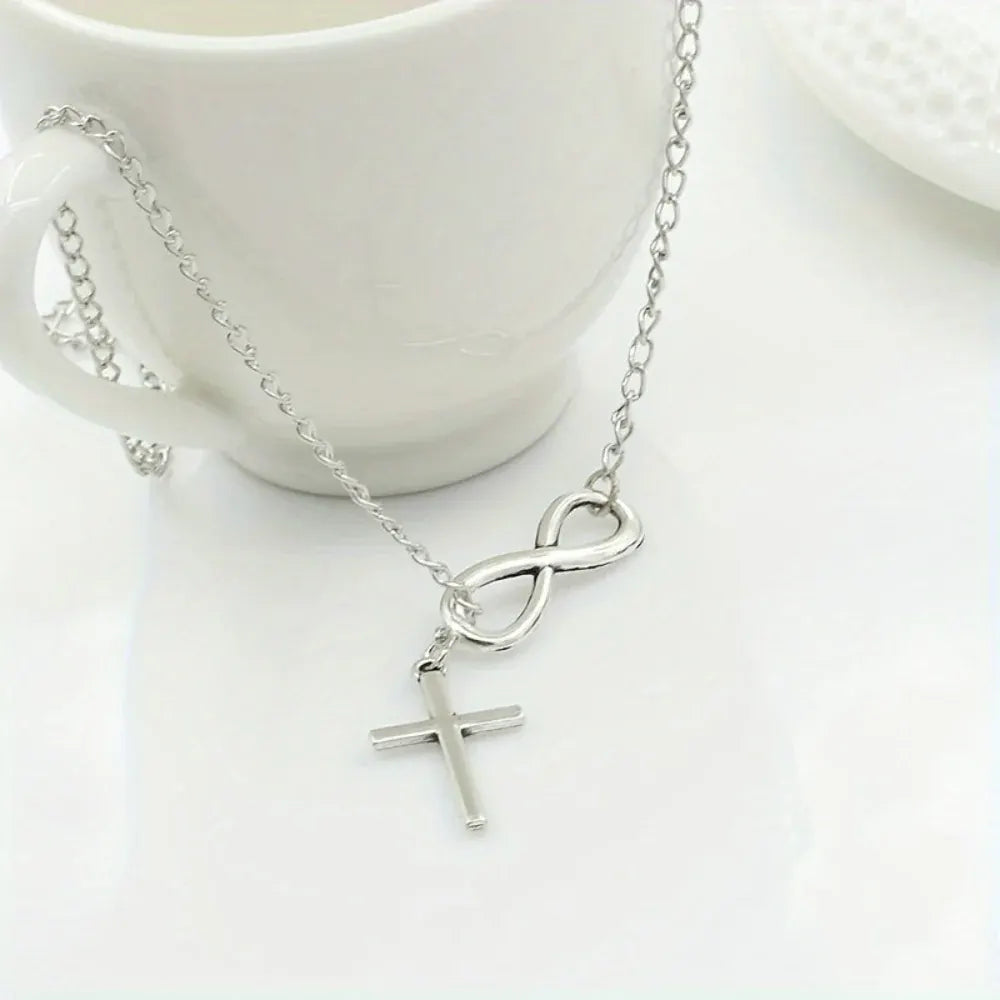 Vintage Silver Cross Pendant Necklace - Mother's Day Gift