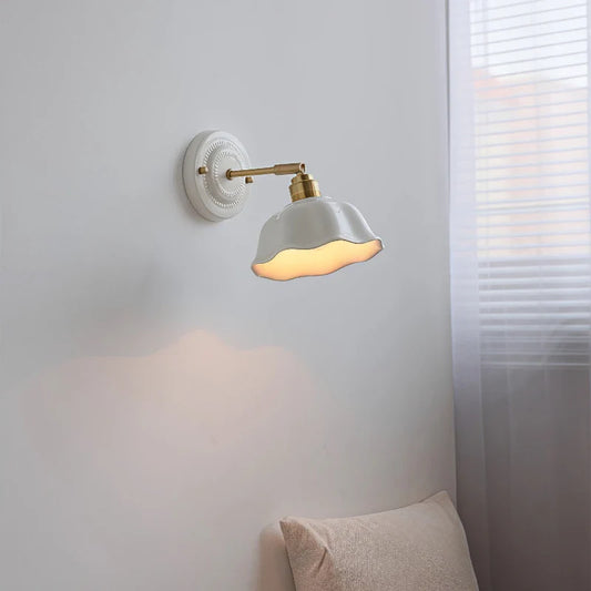 Vintage-Style Ceramic Wall Sconce in Nordic Cream for Modern Home Decor