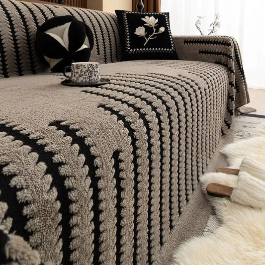 Vintage-Style Tufted Plush Sofa Slipcover for Cozy Home Decor