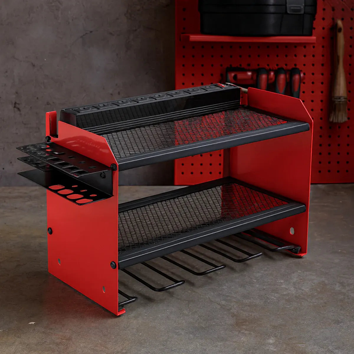 Wall-Mounted Garage Power Tool Storage Shelf & Organizer Station