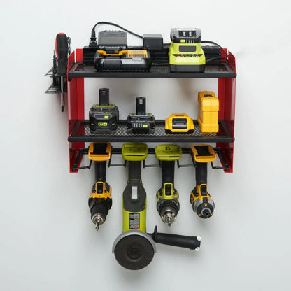 Wall-Mounted Garage Power Tool Storage Shelf & Organizer Station