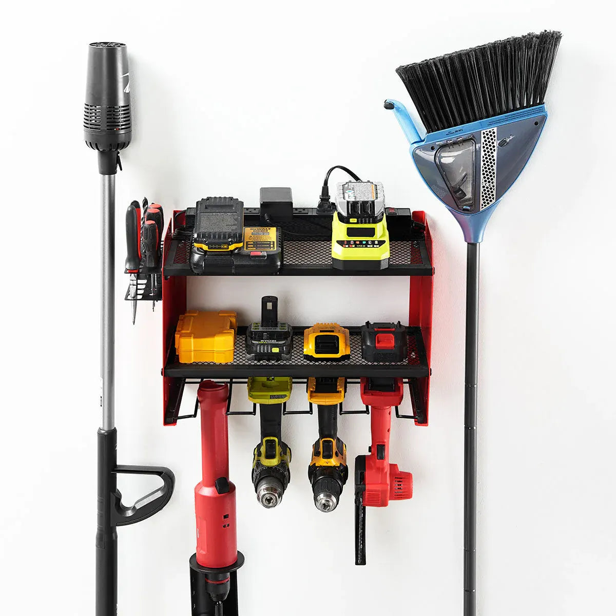 Wall-Mounted Garage Power Tool Storage Shelf & Organizer Station