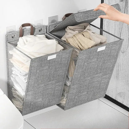 Wallora Foldable Wall-Mounted Adhesive Laundry Hamper & Organizer