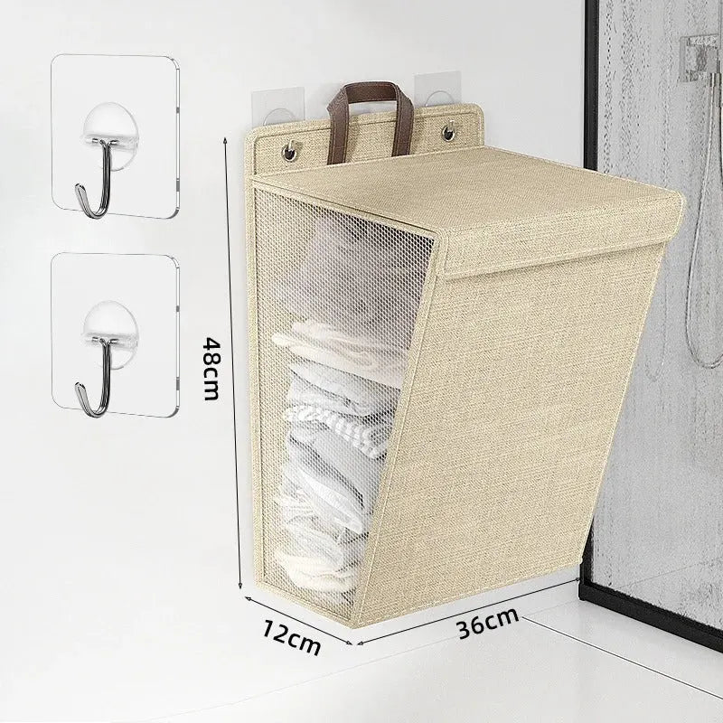 Wallora Foldable Wall-Mounted Adhesive Laundry Hamper & Organizer