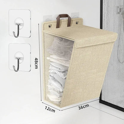 Wallora Foldable Wall-Mounted Adhesive Laundry Hamper & Organizer