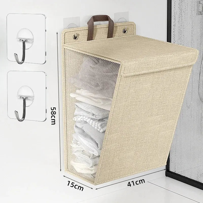Wallora Foldable Wall-Mounted Adhesive Laundry Hamper & Organizer