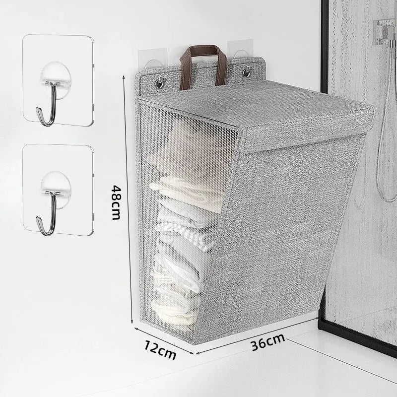 Wallora Foldable Wall-Mounted Adhesive Laundry Hamper & Organizer