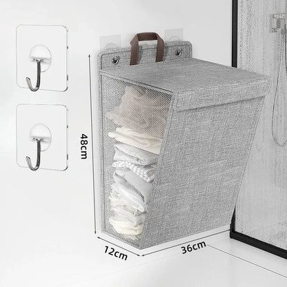 Wallora Foldable Wall-Mounted Adhesive Laundry Hamper & Organizer