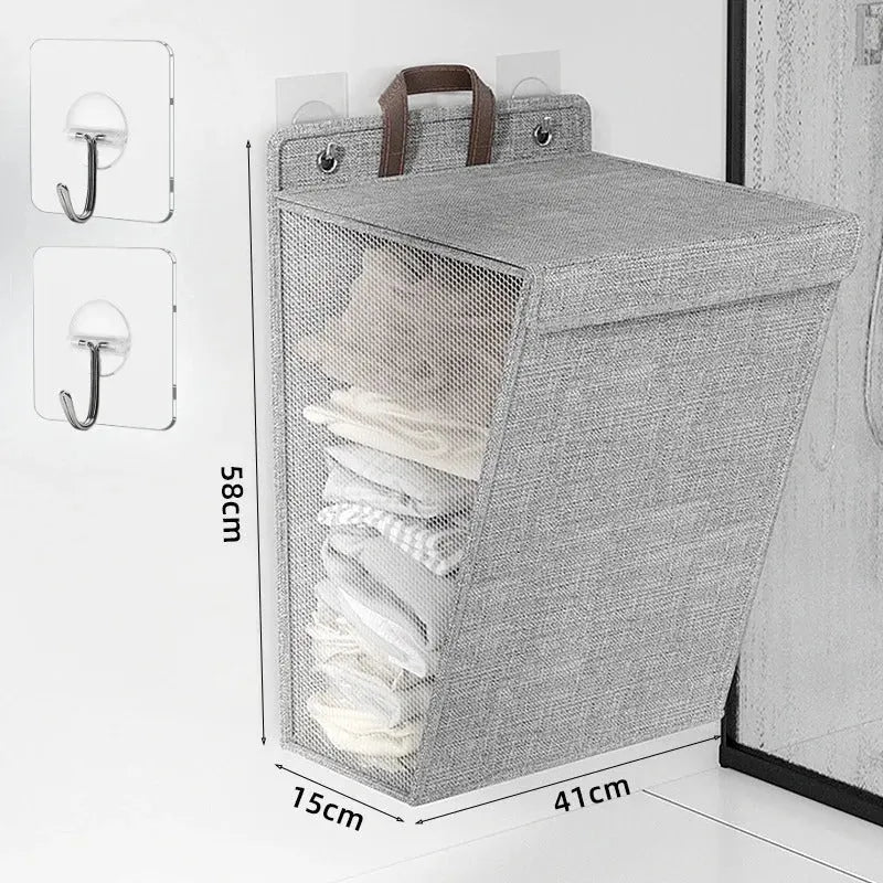 Wallora Foldable Wall-Mounted Adhesive Laundry Hamper & Organizer