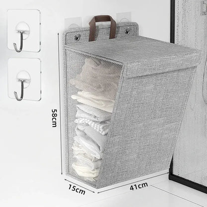 Wallora Foldable Wall-Mounted Adhesive Laundry Hamper & Organizer