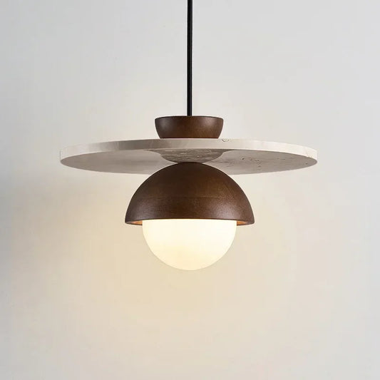 Walnut & Stone LED Pendant Chandelier - Danish Design Ceiling Light