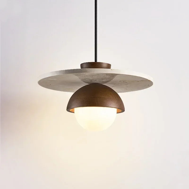 Walnut & Stone LED Pendant Chandelier - Danish Design Ceiling Light