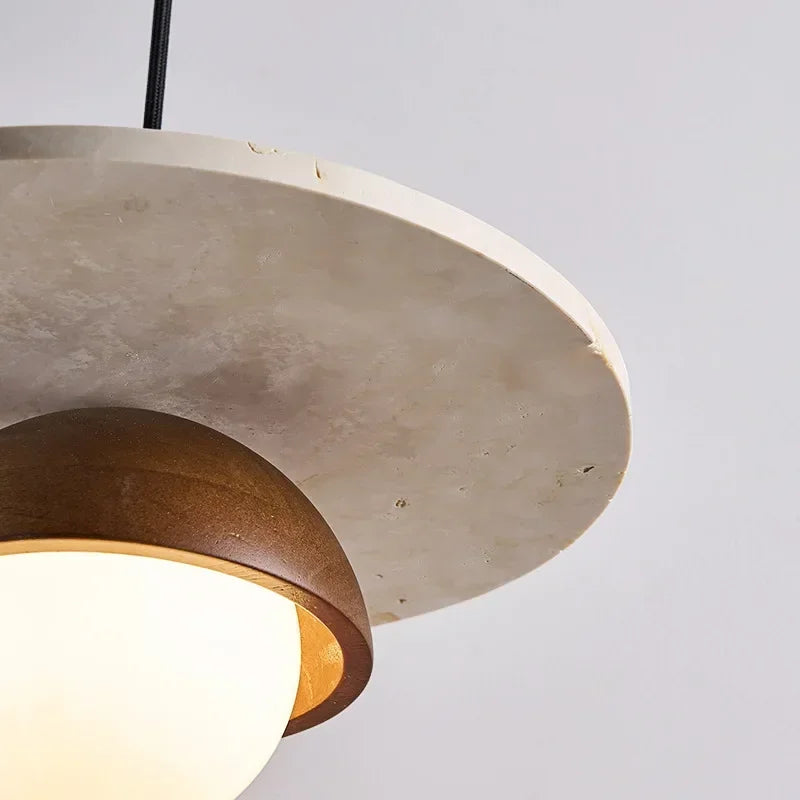 Walnut & Stone LED Pendant Chandelier - Danish Design Ceiling Light