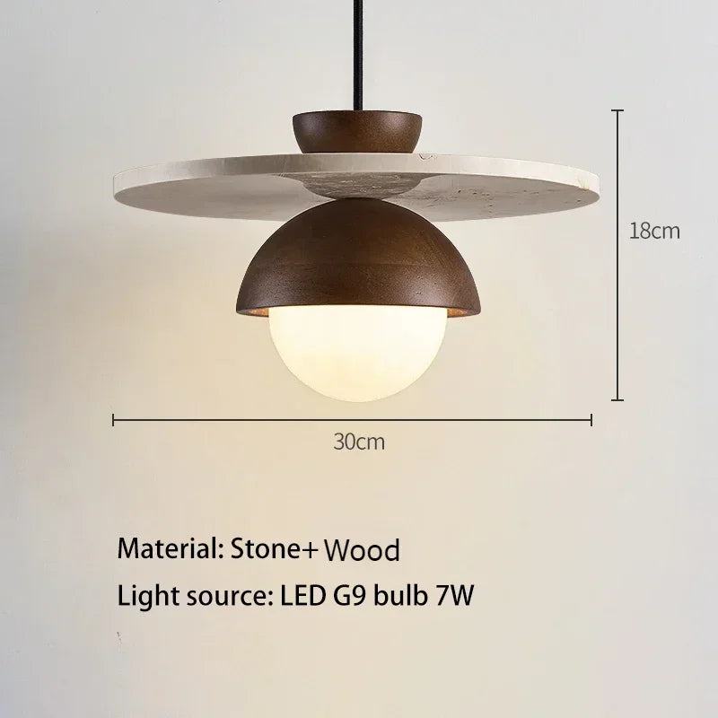 Walnut & Stone LED Pendant Chandelier - Danish Design Ceiling Light