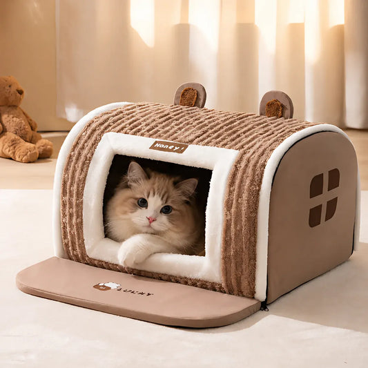 Washable Plush Pet Sleeping Cushion Bed with Soft Mat Cover