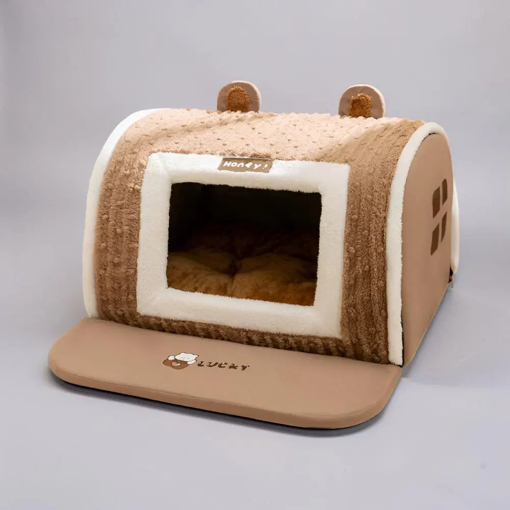 Washable Plush Pet Sleeping Cushion Bed with Soft Mat Cover