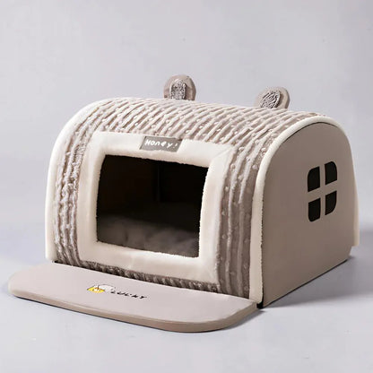 Washable Plush Pet Sleeping Cushion Bed with Soft Mat Cover