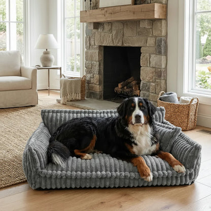 Washable Raised-Edge Dog Sofa Bed for Large Dogs