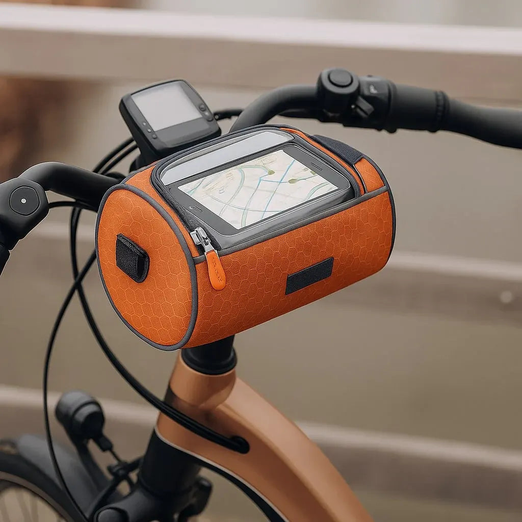 Waterproof Bicycle Handlebar Bag with Touchscreen Phone Holder Storage Pouch