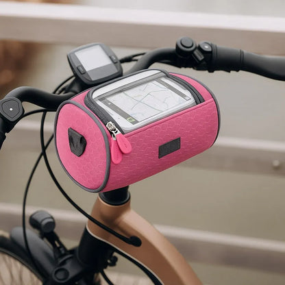 Waterproof Bicycle Handlebar Bag with Touchscreen Phone Holder Storage Pouch