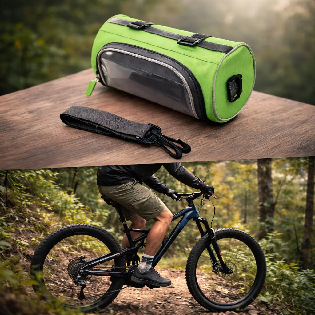Waterproof Bicycle Handlebar Bag with Touchscreen Phone Holder Storage Pouch
