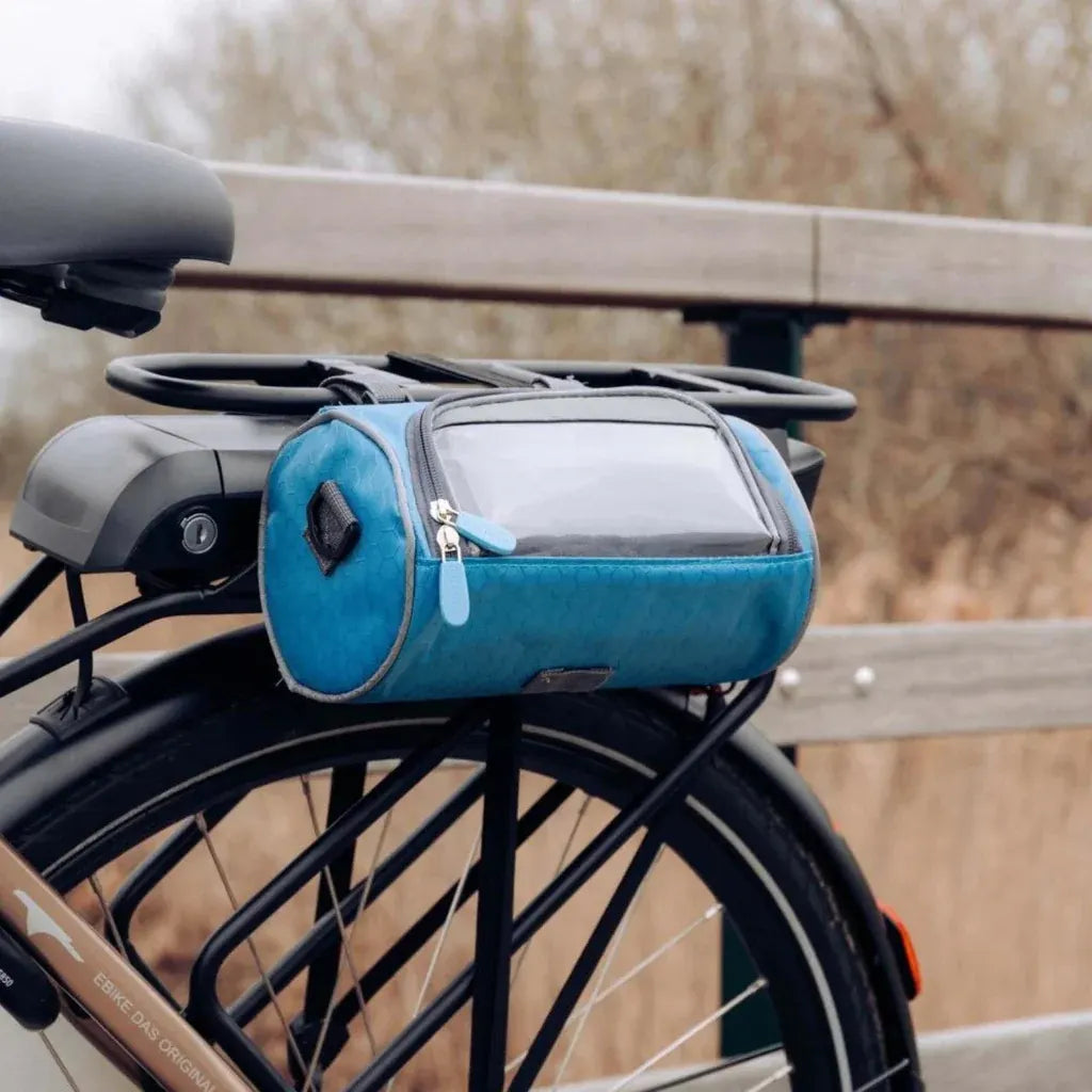 Waterproof Bicycle Handlebar Bag with Touchscreen Phone Holder Storage Pouch