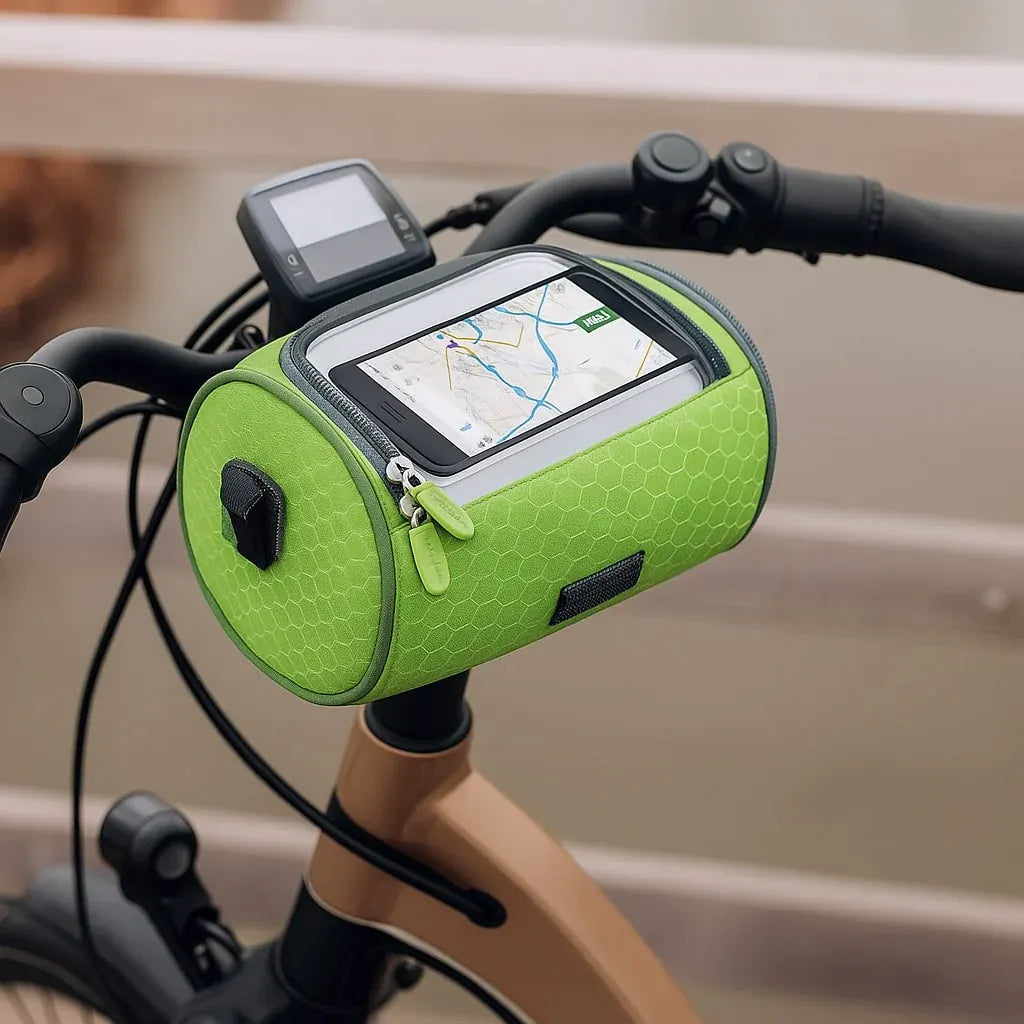 Waterproof Bicycle Handlebar Bag with Touchscreen Phone Holder Storage Pouch