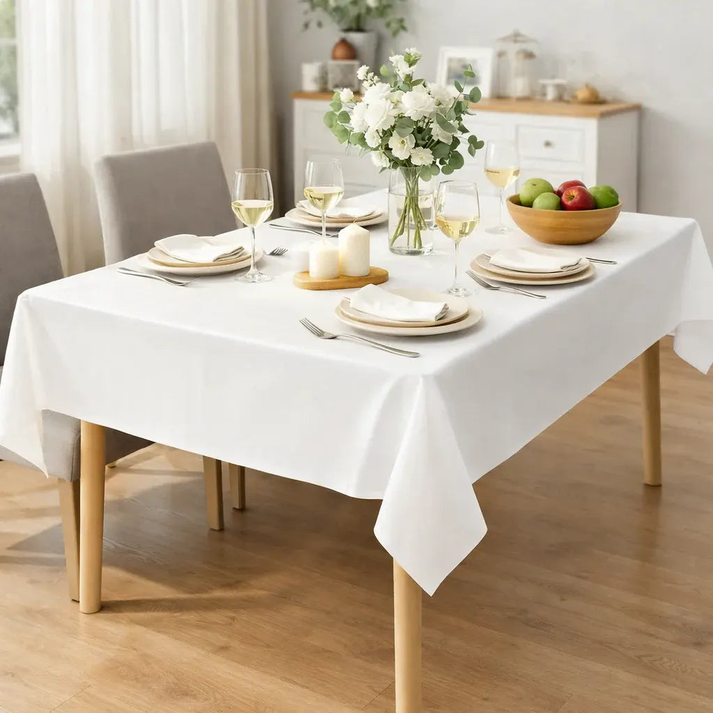 Waterproof Disposable Plastic Table Cover Set, Stain-Resistant